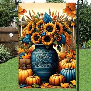 New Pumpkin Fall Sunflower Garden Flag 12 x 18
